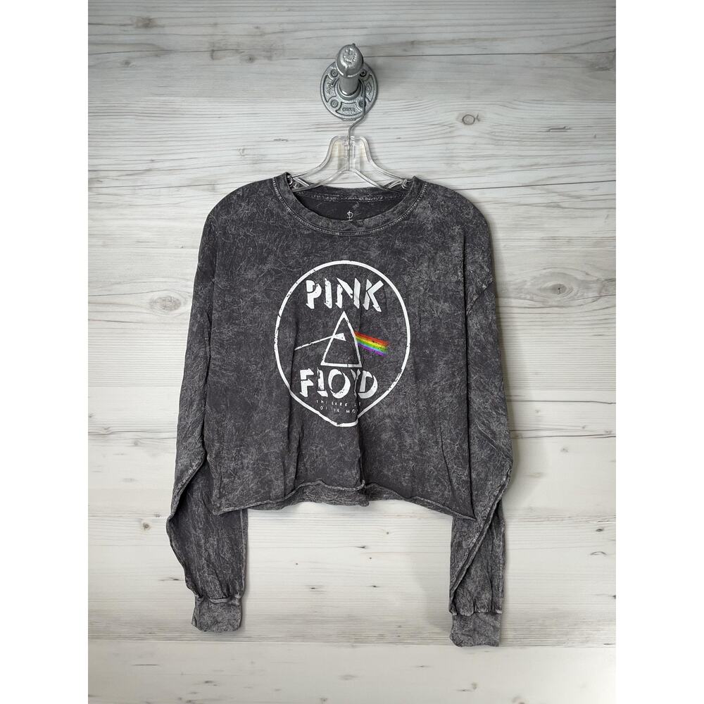 Pink Floyd Shirt Womens Large Crop Long Sleeve 1973 Tour Dark Side Vintage Style